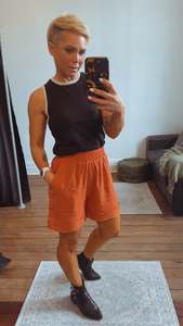 So Instyle Linen Viscose frayed panel shorts