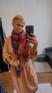 Navy & Red Floral Print Scarf