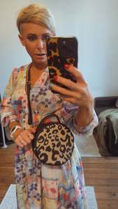 Black Leopard Circle Bag