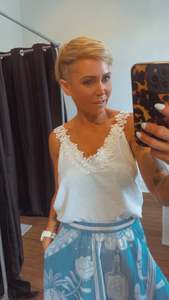 Tops: Lace detail dobby top