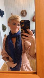 Navy Floral Print Crinkle Scarf