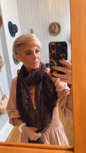 Charcoal Floral Print Crinkle Scarf