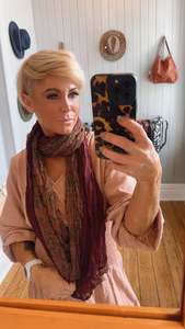 Burgundy Floral Print Crinkle Scarf