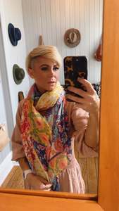Accessories: Filigree Print Bright Scarf