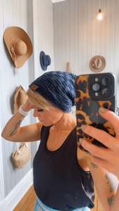 Fur Lined Waffle Knit Slouch Beanie Navy