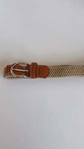Khaki Stretch Plaited Narrow Belt
