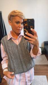 Tops: Cable Knit Button Through Vest