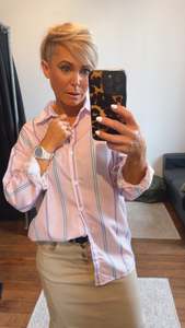 Tops: Pink & Purple Stripe Button Through Shirt