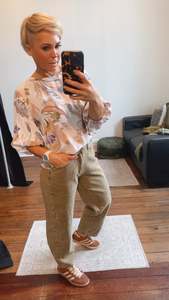 All Pants: Olive Denim Patchwork Cropped Jeans