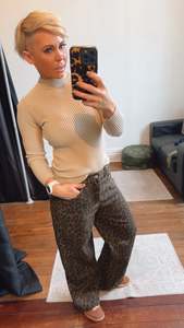 All Pants: Leopard Print Wide Leg Jeans