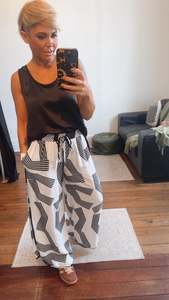 All Pants: Geo Print Floaty Wide Leg Pants
