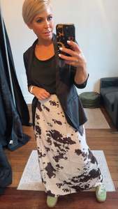 Cow Hide Print Bias Cut Skirt