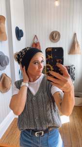 Accessories: Fur Lined Leopard Print Pom Pom Beanie Black