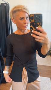 Tops: Black Twist Detail Knit Top