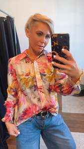 Tops: Floral Print Button Through Blouse Shirt