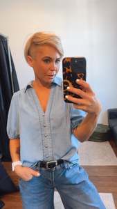 Tencel Denim  Brass Button Through Shirt