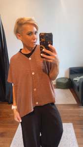 Tops: Mocha Button Through Knit Cardi Top