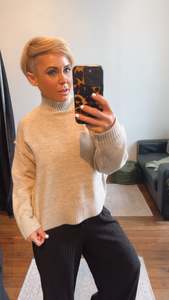 Tops: Melange Oversized Half Skivvy Knit Jumper