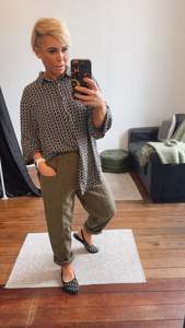 Olive Corduroy Slouch Pants