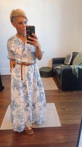All Dresses Jumpsuits: Blue Oriental Floral Print Button Through Maxi Dress