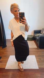 All Shorts: Knit Pencil Midi Skirt Black