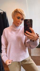 Tops: Lilac Melange Oversized Half Skivvy Knit Jumper