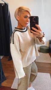 Tops: Shimmer Stripe Detail Knit Jumper