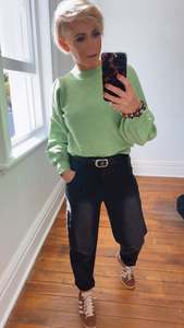 All Pants: Vintage Black Pleat Front Stretch High Waist Cropped Jeans