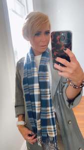 Accessories: Blue Check Polarfleece Scarf Scarf