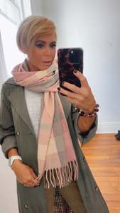 Accessories: Pastel Pink & Grey Knit Scarf