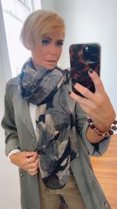 Black Hibiscus Flower Print Scarf