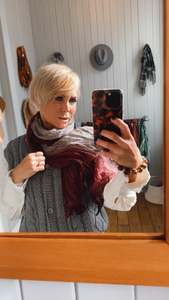 Accessories: Scarlet Red Ombre Crinkle Scarf
