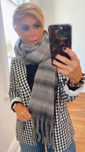 Grey Ombre Knit Tassel Scarf