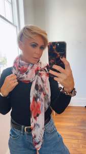 Vintage Blue & Red Ombre Print Scarf