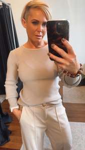 Bishop Sleeve Round Neck Jumper Stone