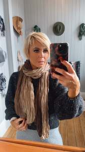 Ombre Khaki & Brown Crinkle Scarf