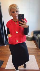 Red Gold button knit vest