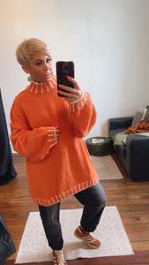Orange Border Oversized Wool Blend Jumper