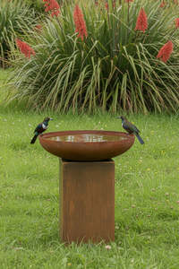The Tui 750 Column Corten Steel Bird Bath