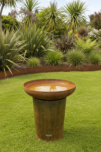 The Tui Small Tapered Corten Steel Bird Bath