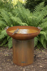 The Tui 600 Corten Steel Bird Bath
