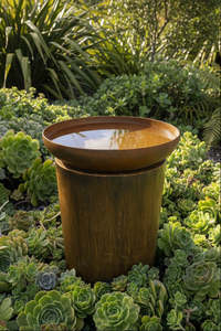 Products: The Kakapo Small Tapered Corten Steel Bird Bath
