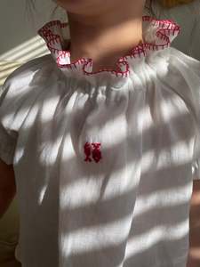 Kids: Girls Fish Cross Stitch Linen Top