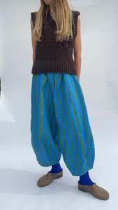 Womens Two Tone Stripe Barrel Pants