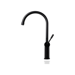 Matte Black Sinks Taps: Titan Essentials Gooseneck Kitchen Mixer Tap - Matte Black