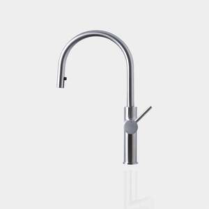 brushed steel: Essentials Lite Gooseneck Pull Out Kitchen Mixer Tap