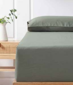 M M Linen Sheets: M.M Linen Laundred Linen Sheet Set Olive