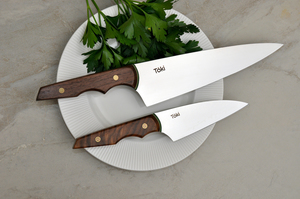 Products: Neu Chefs 215 & Petty 115 Combo – Walnut & Green G10