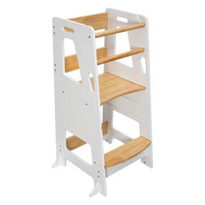 Kitchen Helper Toddler Towers: White Toddler Tower Montessori Style Kitchen Helper with Supports