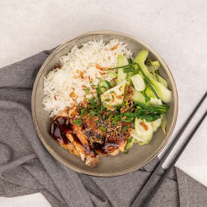 Hoisin Pork with Rice & Asian Greens